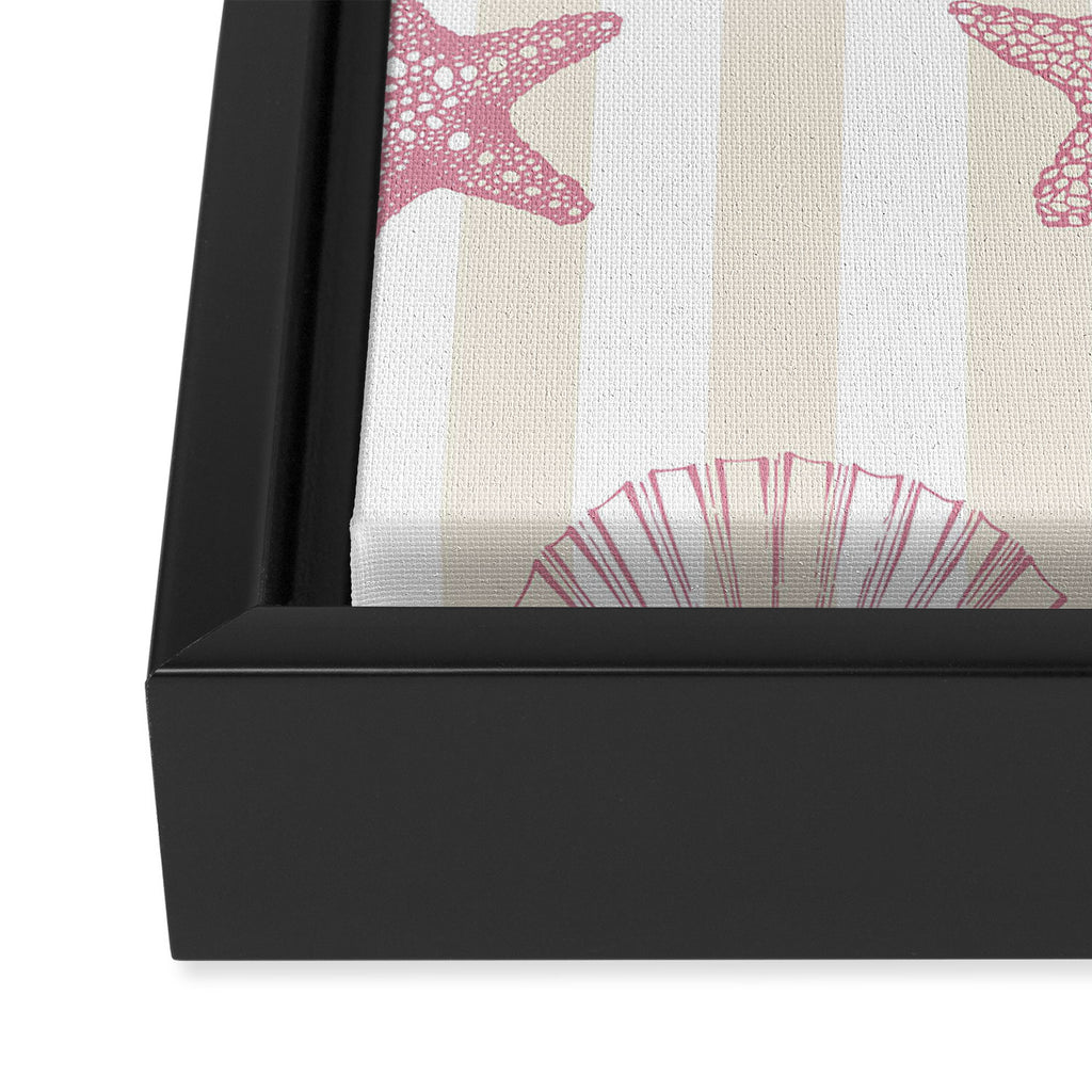 Blush Pink Seashell & Starfish on Beige and White  Framed Canvas Print Gallery Image 3
