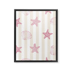 Blush Pink Seashell & Starfish on Beige and White  Framed Canvas Print Gallery Image 8