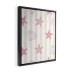 Blush Pink Seashell & Starfish on Beige and White  Framed Canvas Print Gallery Image 2