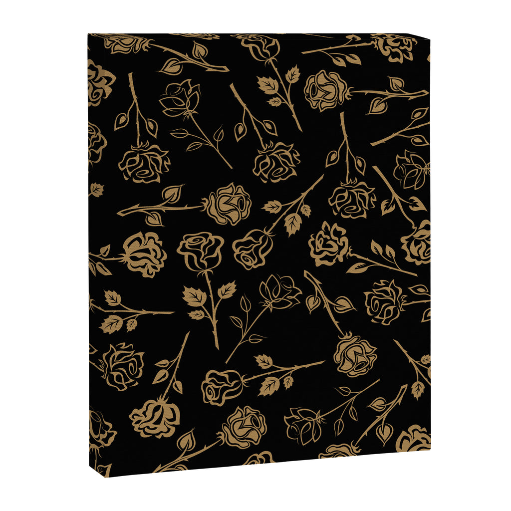 Gold Roses Silhouette on Black Canvas Print Gallery Image 8