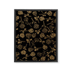 Gold Roses Silhouette on Black Framed Canvas Print Gallery Image 8