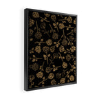 Gold Roses Silhouette on Black Framed Canvas Print Gallery Image 2