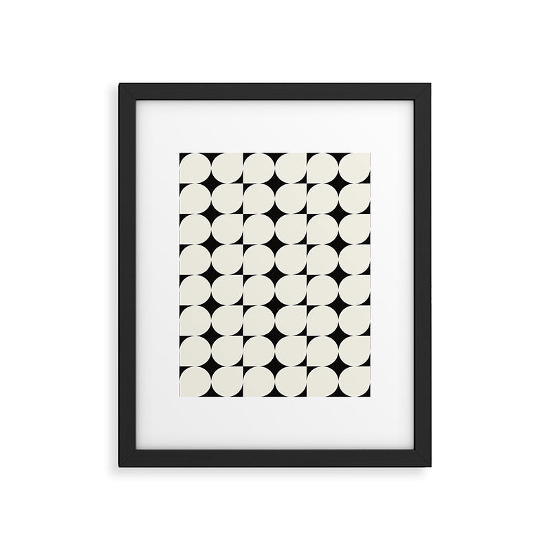 Mid-Century-Modern Abstract Retro Seamless Pattern Black and off-White Framed Art Print Gallery Image 6