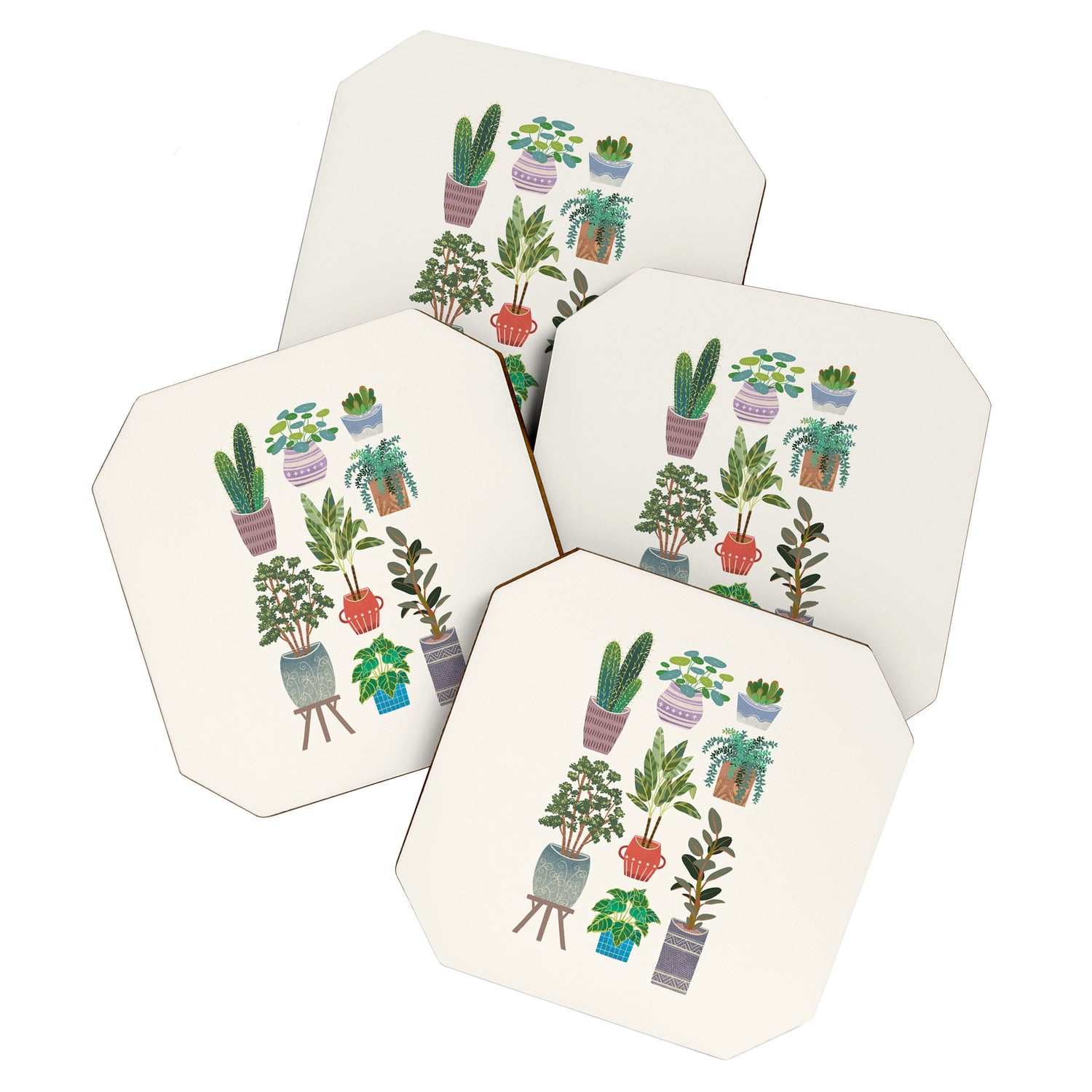Art print of love for plants on a Ivory background Coaster Gallery Image 1