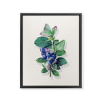 Blueberry branches painted in watercolor Framed Canvas Print Gallery Image 8