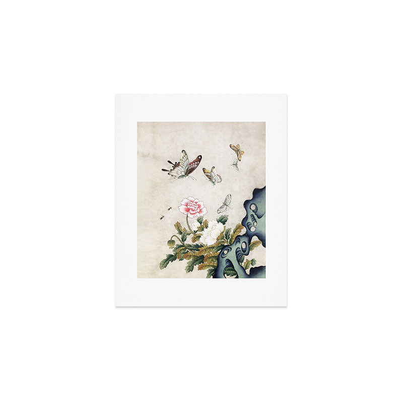 Butterflies and flowers : Minhwa-Korean traditional/folk art Art Print Gallery Image 1