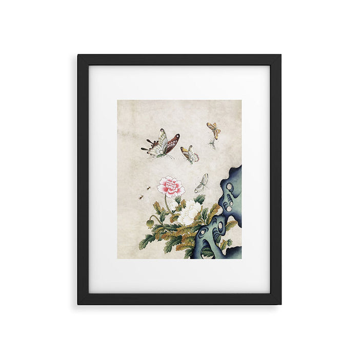 Butterflies and flowers : Minhwa-Korean traditional/folk art Framed Art Print Gallery Image 1