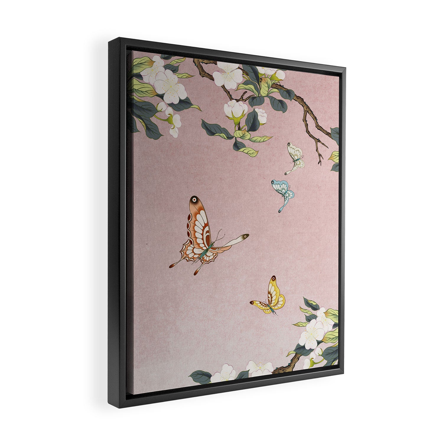 Butterflies and pear blossoms Framed Canvas Print Gallery Image 2