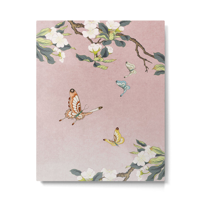 Butterflies and pear blossoms Metal Print Gallery Image 1