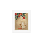 Cat and camellia flowers T1 Art Print Gallery Image 1