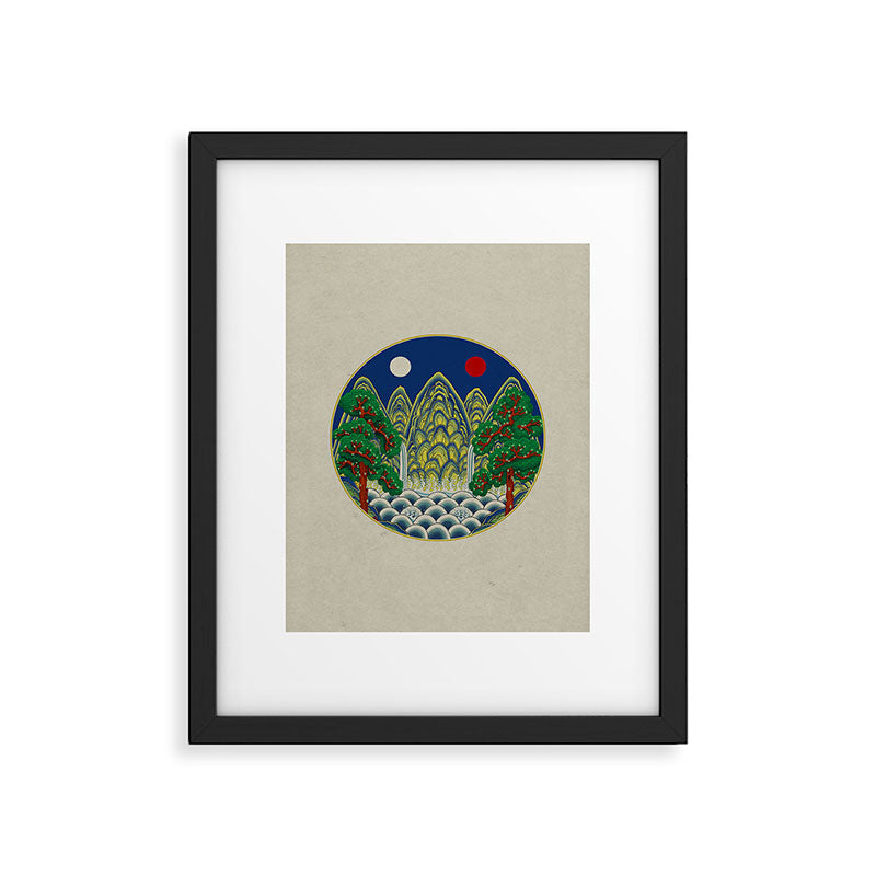Five peaks of the sun and moon : Kingâs painting (Minhwa-Korean folk art) Framed Art Print Gallery Image 6
