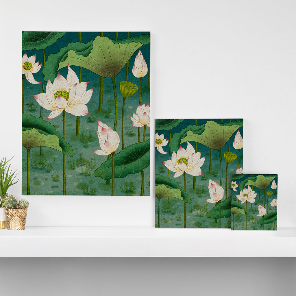 Lotus flowers A -  Minhwa-Korean traditional/folk art Canvas Print Gallery Image 3
