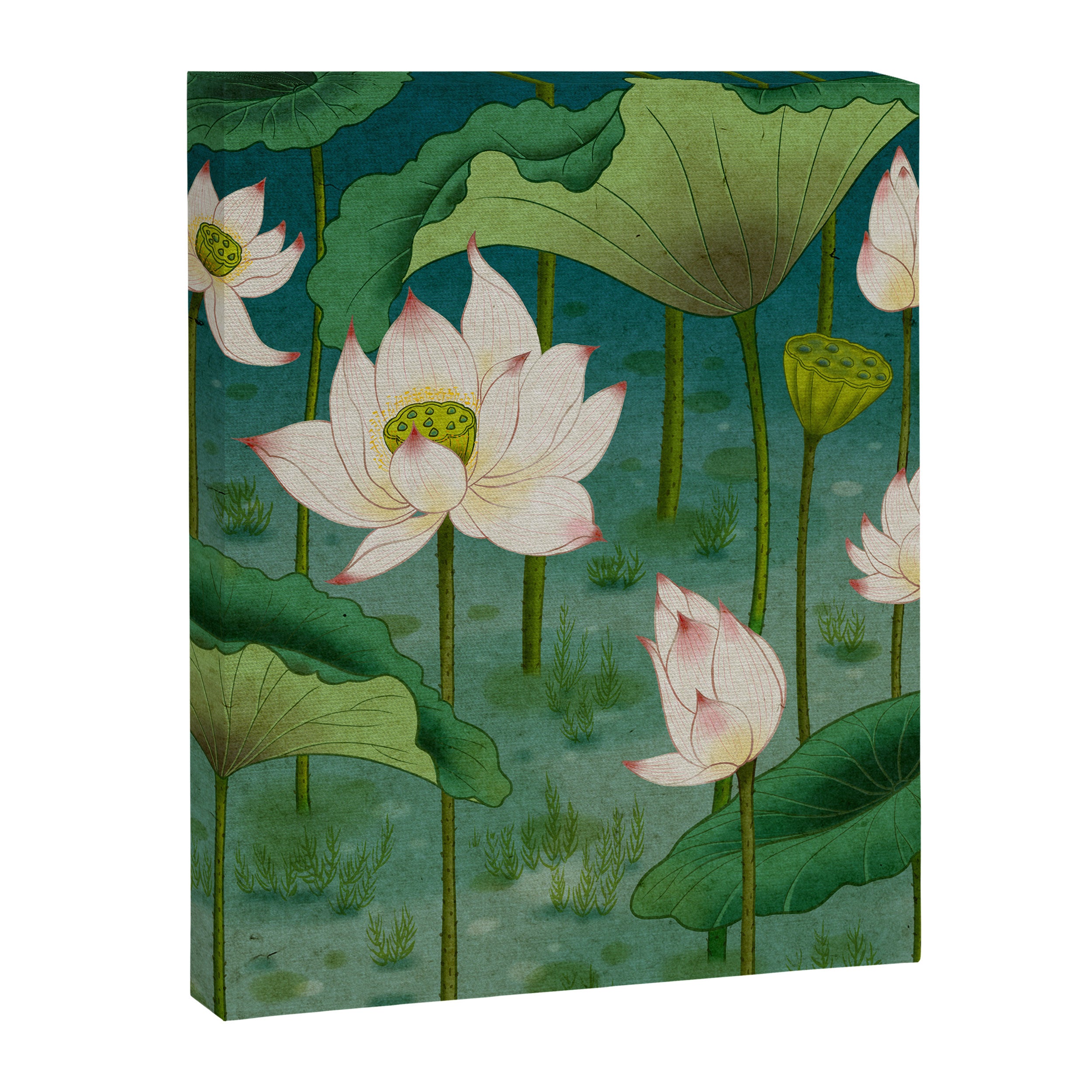 Lotus flowers A -  Minhwa-Korean traditional/folk art Canvas Print Gallery Image 3