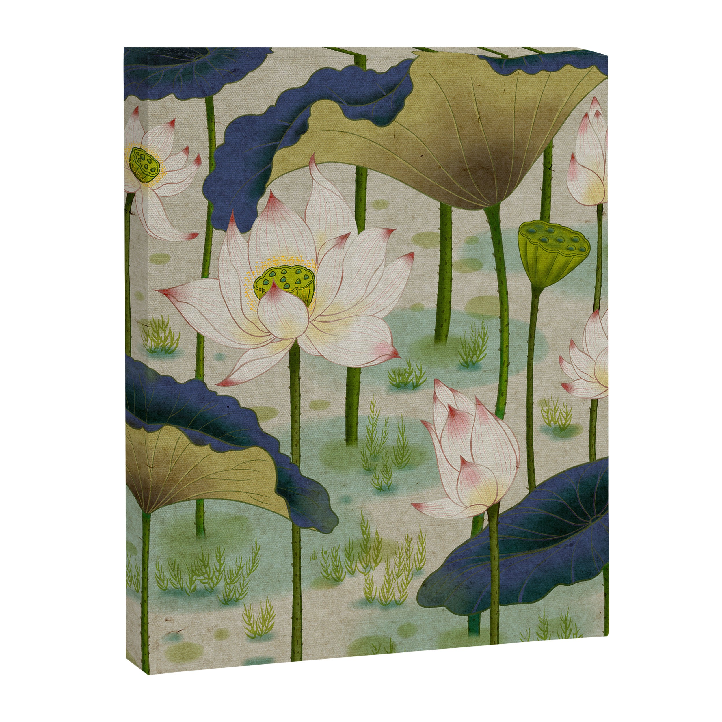 Lotus flowers B - Minhwa-Korean traditional/folk art Canvas Print Gallery Image 3