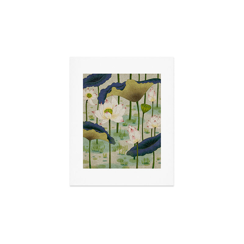 Lotus flowers B - Minhwa-Korean traditional/folk art Art Print Gallery Image 1