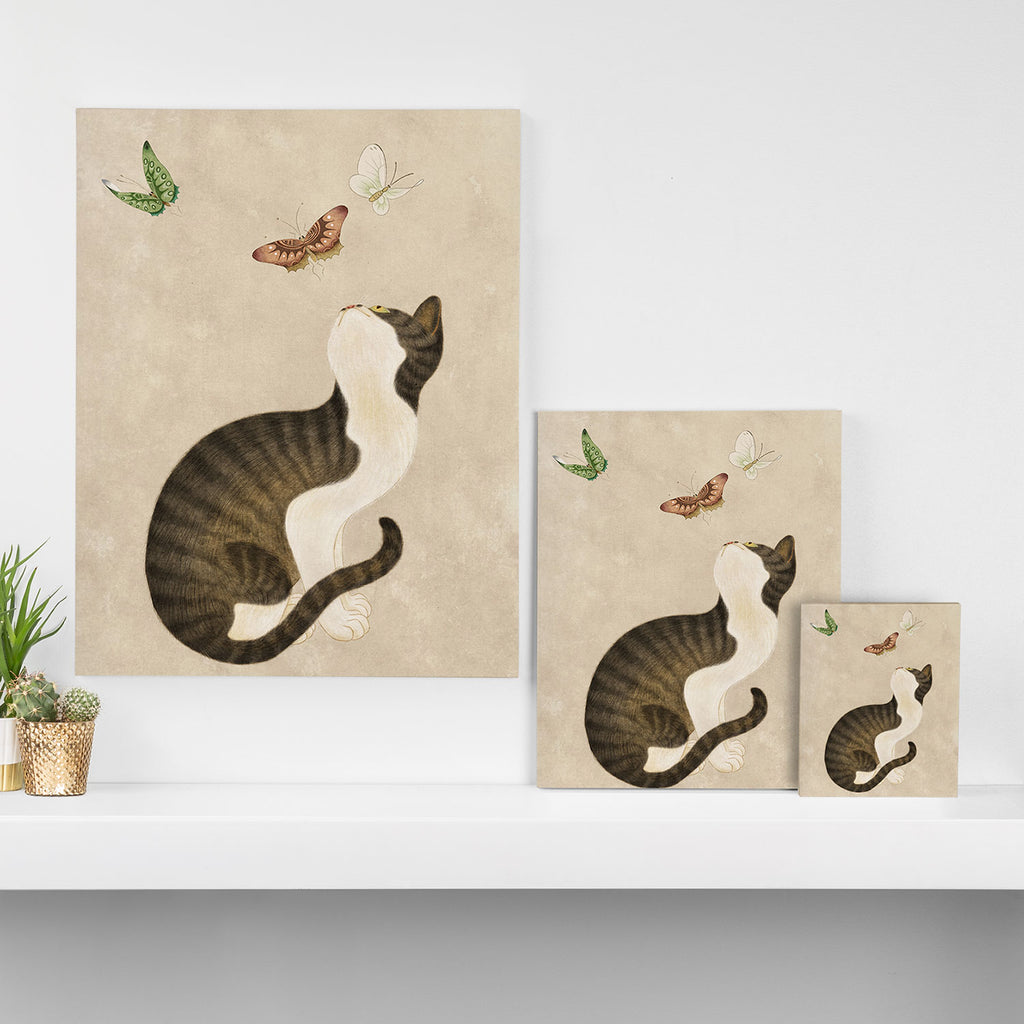Minhwa: cat & butterflies (Korean traditional/folk art) Canvas Print Gallery Image 3