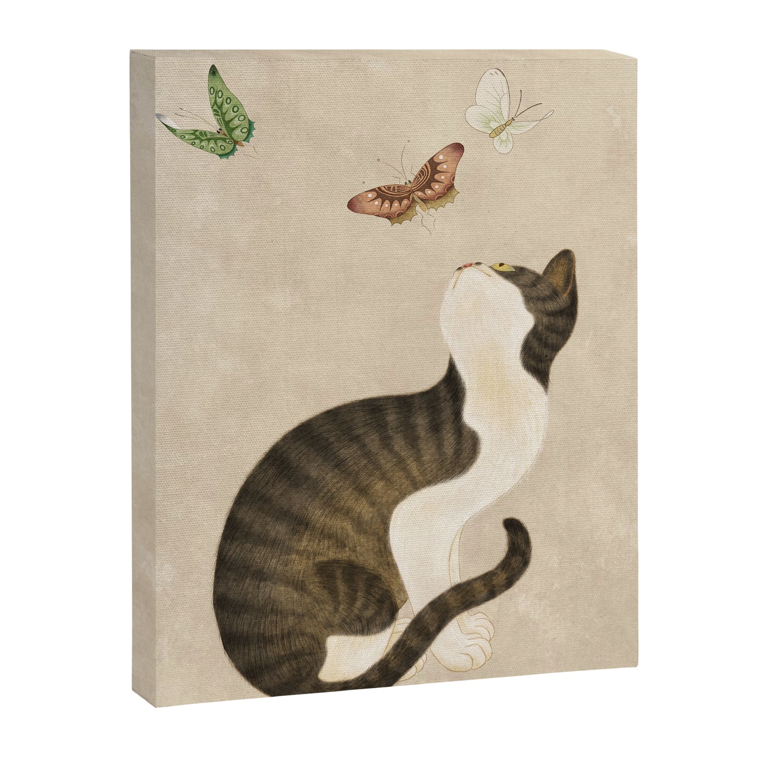 Minhwa: cat & butterflies (Korean traditional/folk art) Canvas Print Gallery Image 3