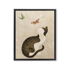 Minhwa: cat & butterflies (Korean traditional/folk art) Framed Canvas Print Gallery Image 3