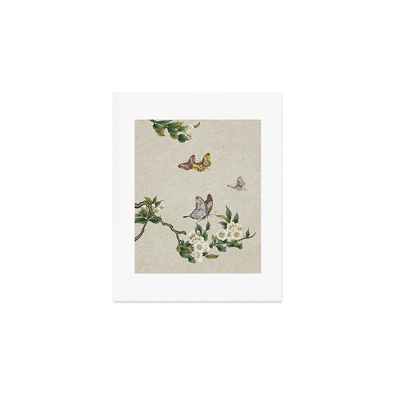 Pear flowers and butterflies type A - Minhwa : Koreafolkpainting Art Print Gallery Image 1