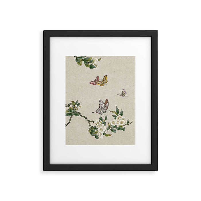 Pear flowers and butterflies type A - Minhwa : Koreafolkpainting Framed Art Print Gallery Image 1