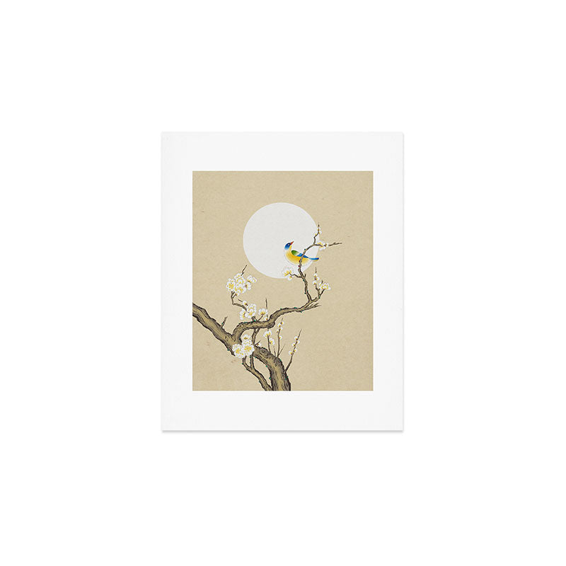 Plum blossoms, bird and the moon Type A (Minhwa: Korean traditional/folk art) Art Print Gallery Image 1