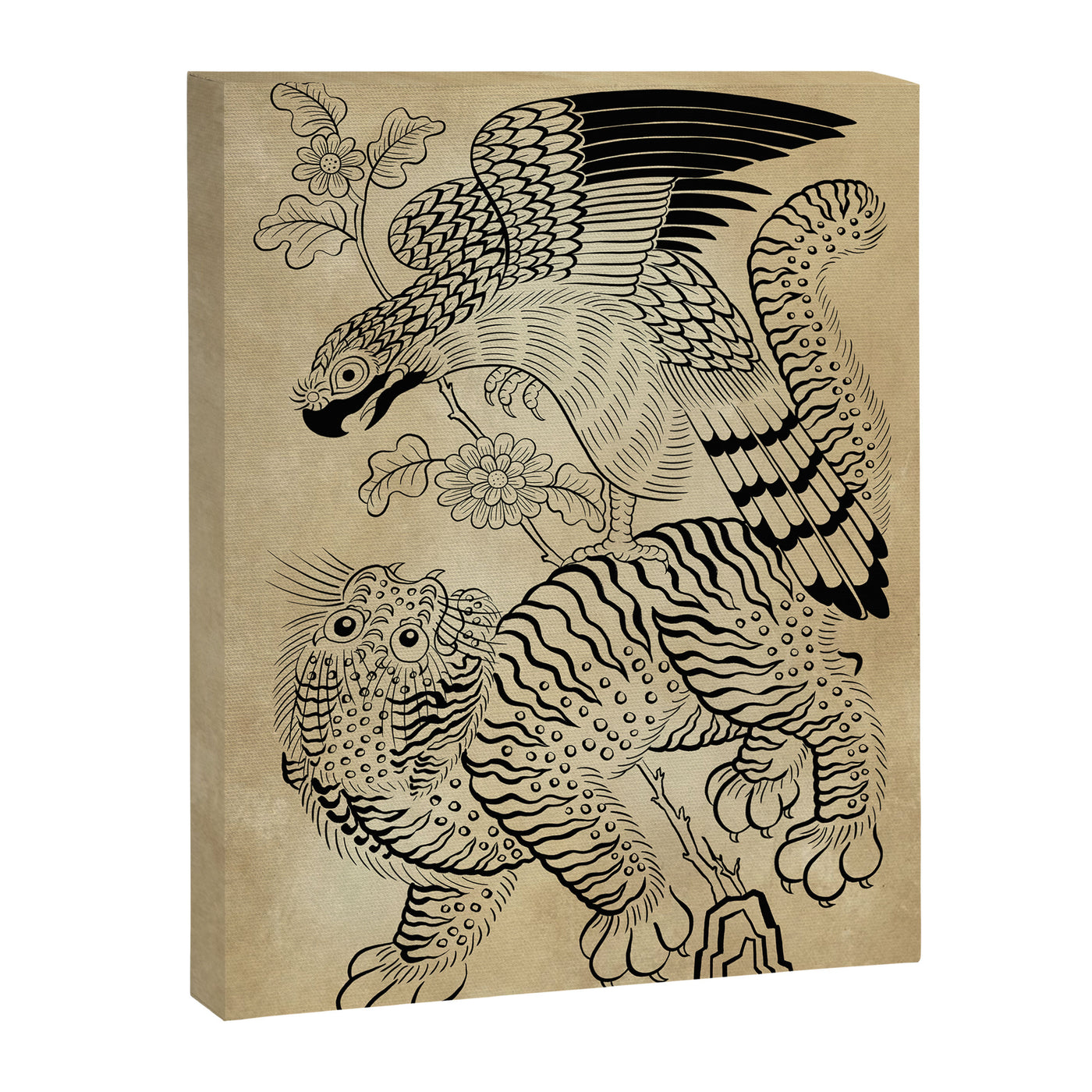 Tiger and hawk Type1 - Minhwa-Korean traditional folk art Canvas Print