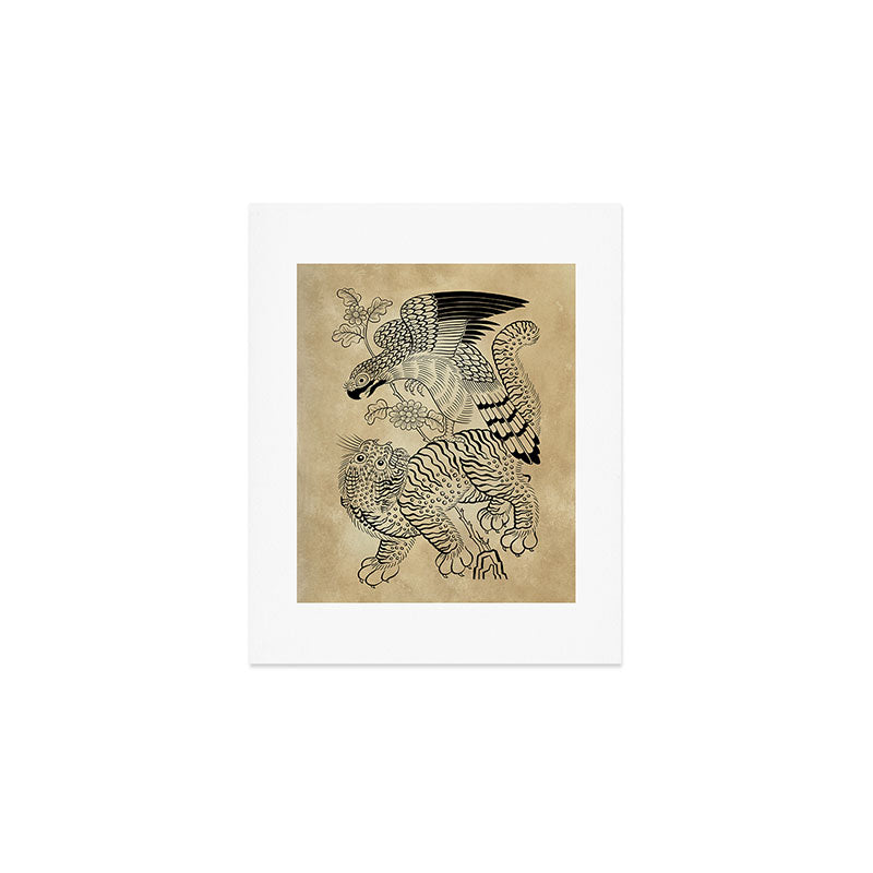 Tiger and hawk Type1 - Minhwa-Korean traditional folk art Art Print Gallery Image 1