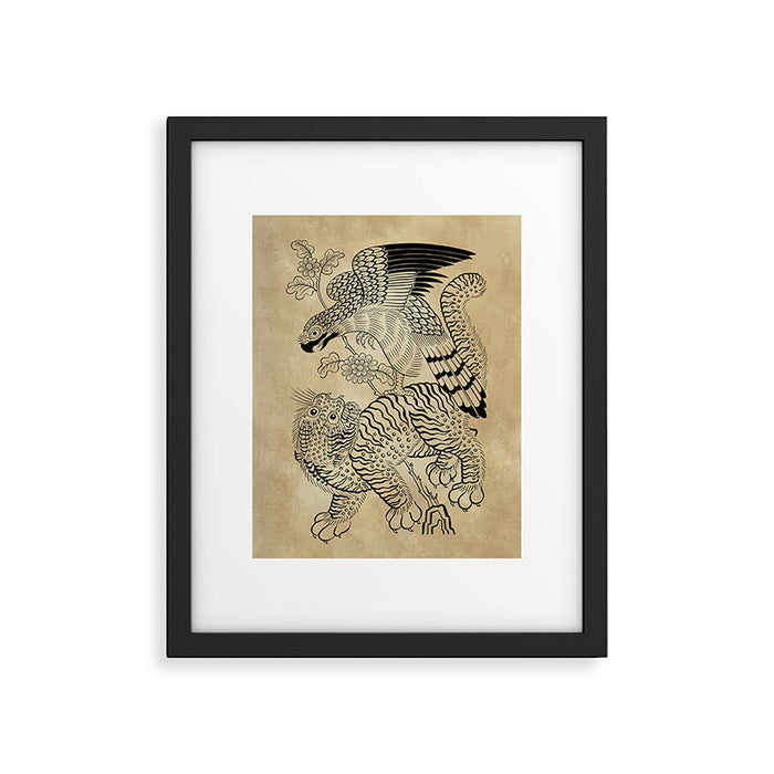 Tiger and hawk Type1 - Minhwa-Korean traditional folk art Framed Art Print Gallery Image 1