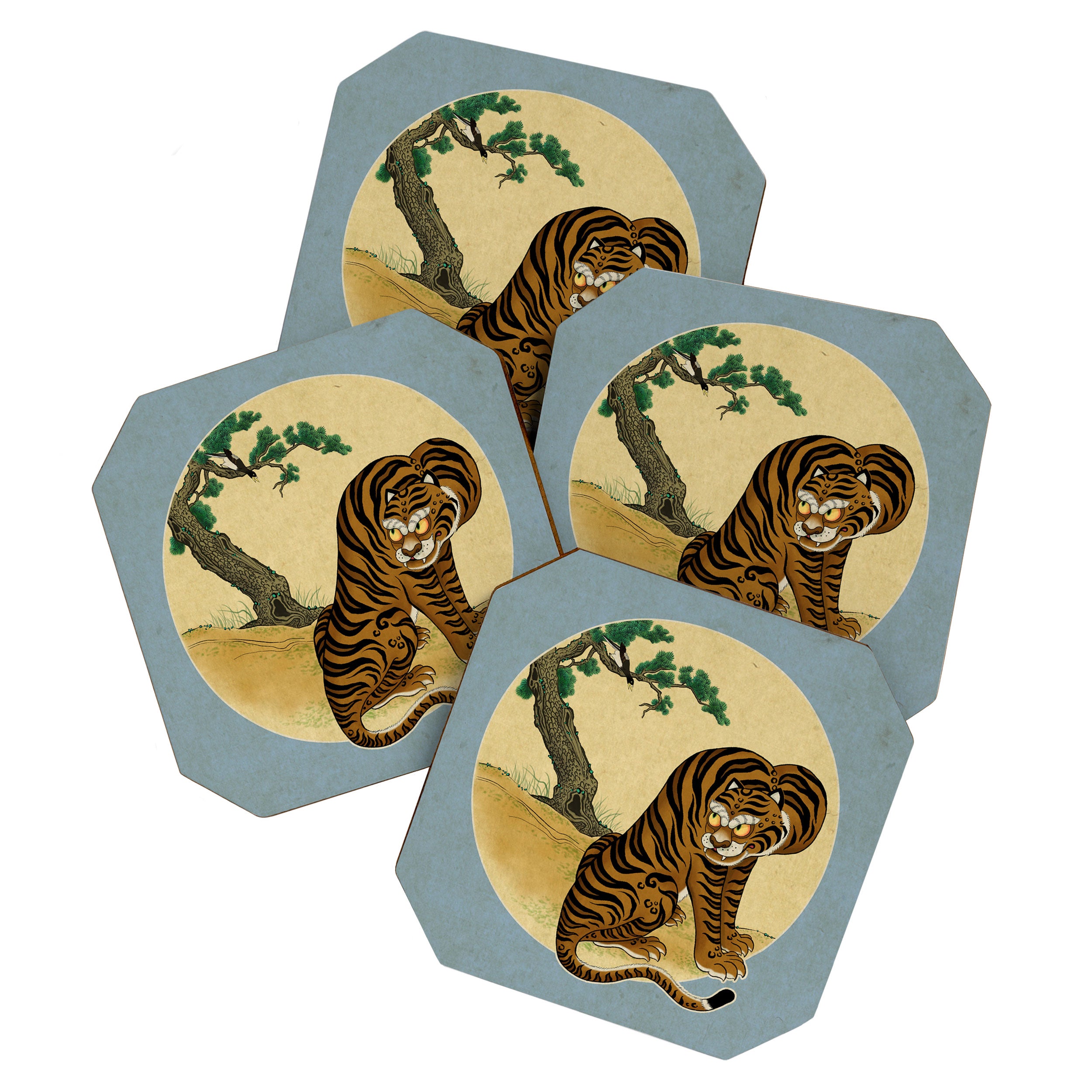 Tiger with magpie type-C : Minhwa-Korean traditional/folk art Coaster Gallery Image 1