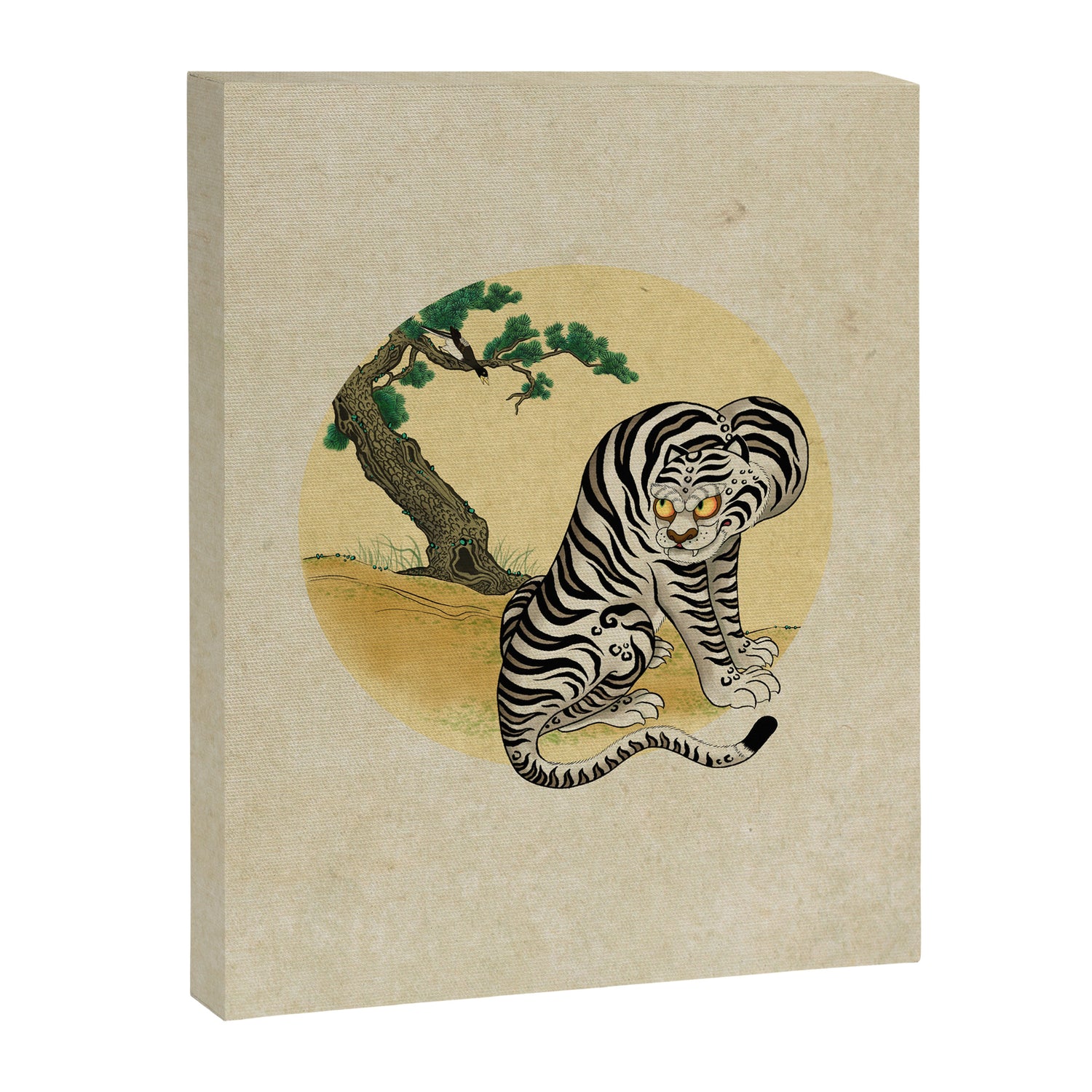 Tiger with magpie type-D : Minhwa-Korean traditional/folk art Canvas Print Gallery Image 3