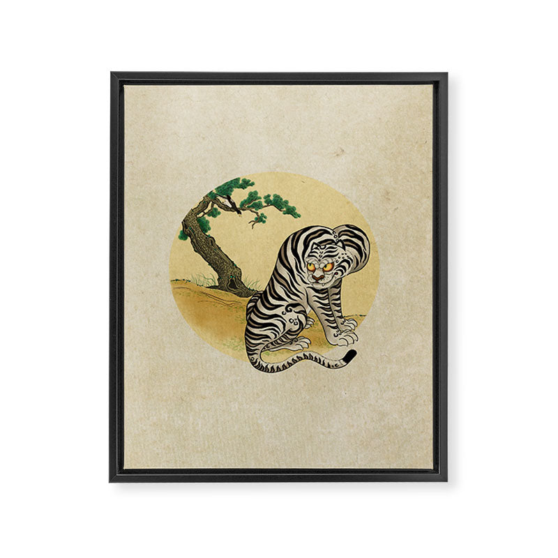Tiger with magpie type-D : Minhwa-Korean traditional/folk art Framed Canvas Print Gallery Image 3