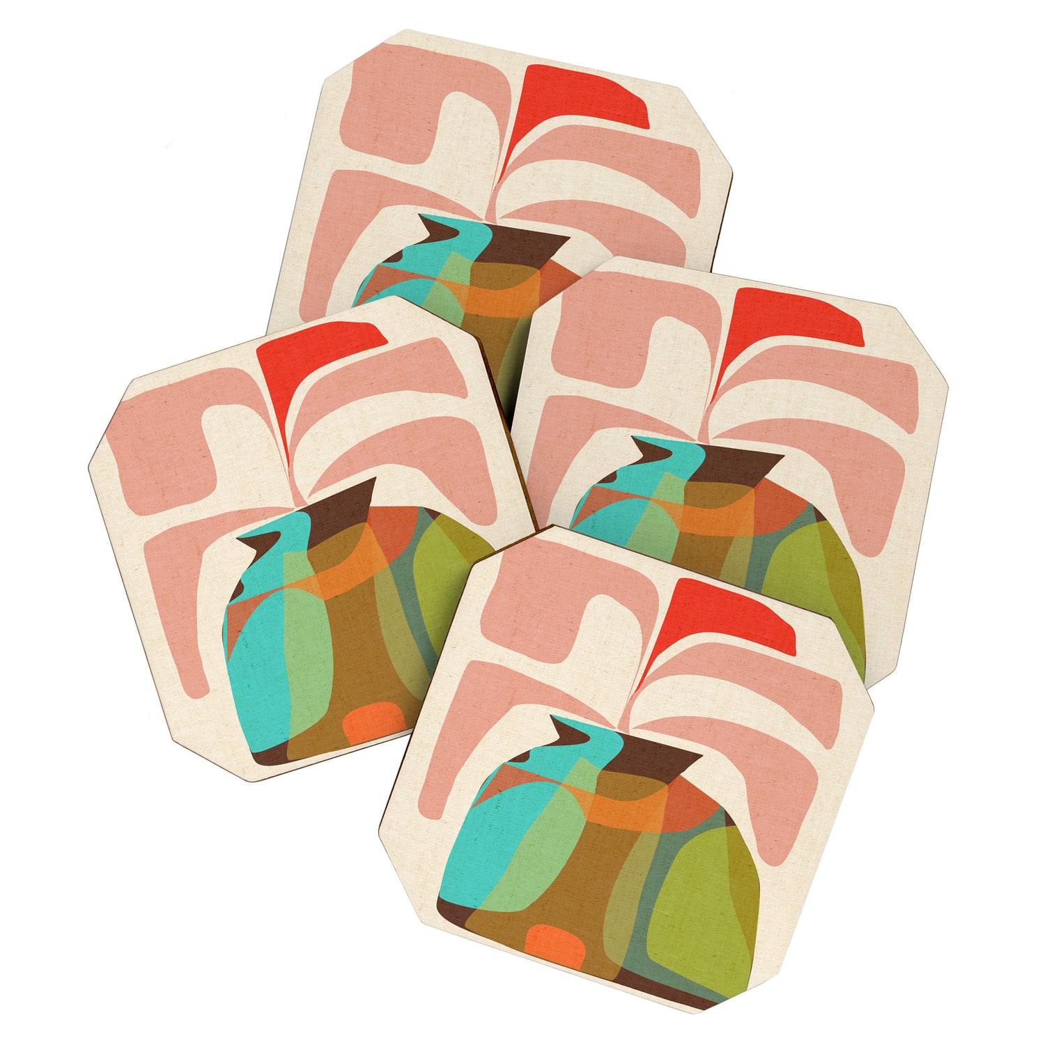 Abso 03 Colored Vase With Red Plant Coaster Gallery Image 1