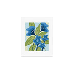 Blue Flowers and Green Leaves Art Print Gallery Image 1