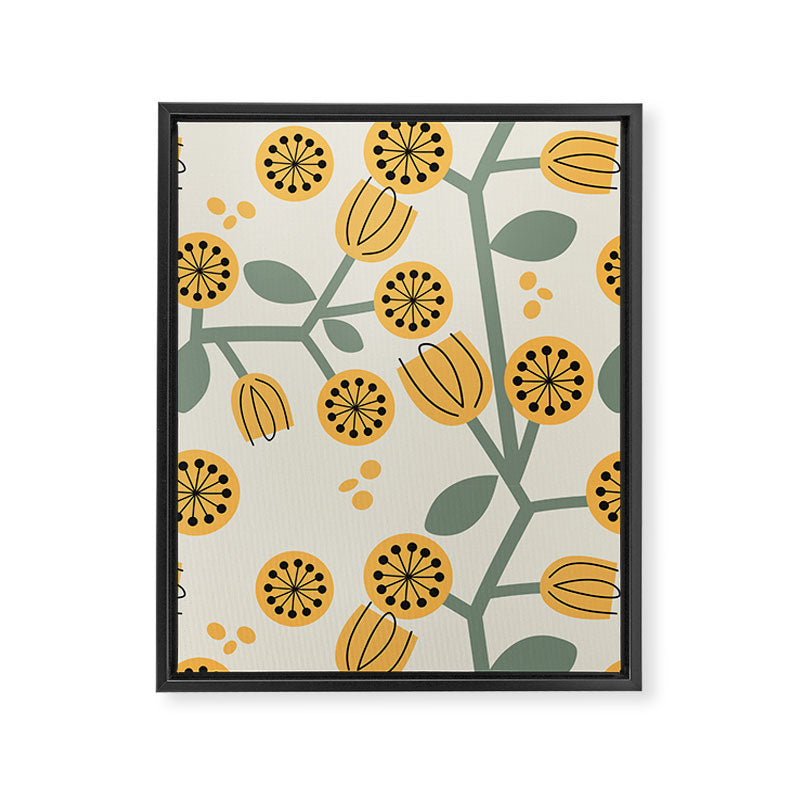 Climbing Flowers in Yellow and Green  Framed Canvas Print Gallery Image 6