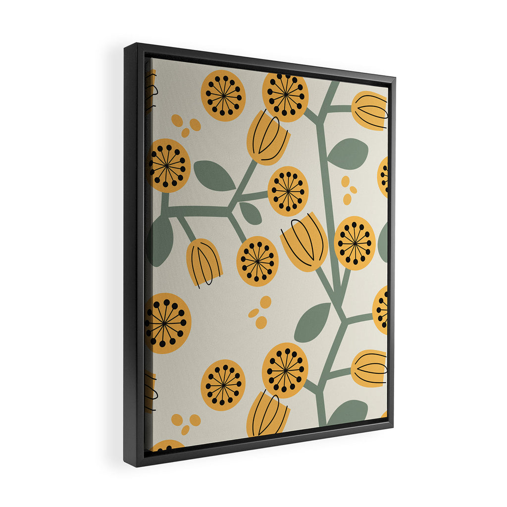 Climbing Flowers in Yellow and Green  Framed Canvas Print Gallery Image 2