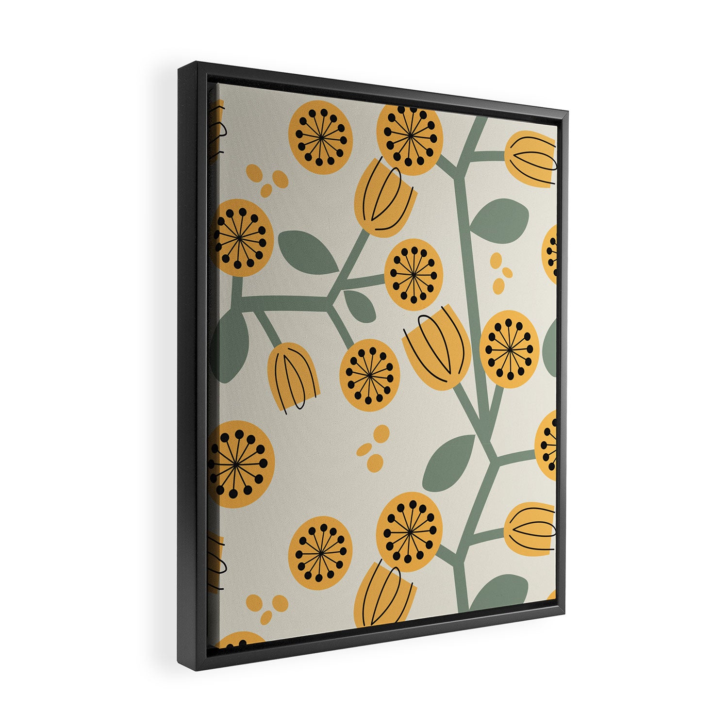 Climbing Flowers in Yellow and Green  Framed Canvas Print Gallery Image 2