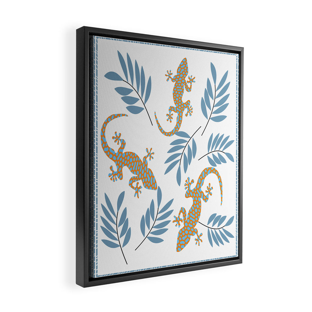 Gecko Meeting Framed Canvas Print Gallery Image 2