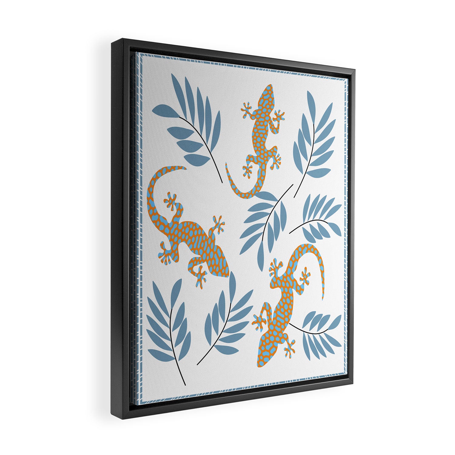 Gecko Meeting Framed Canvas Print Gallery Image 2