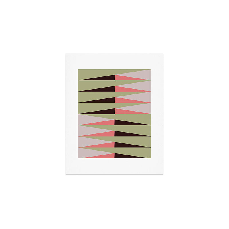 Geometric pattern rose and light green Art Print Gallery Image 1