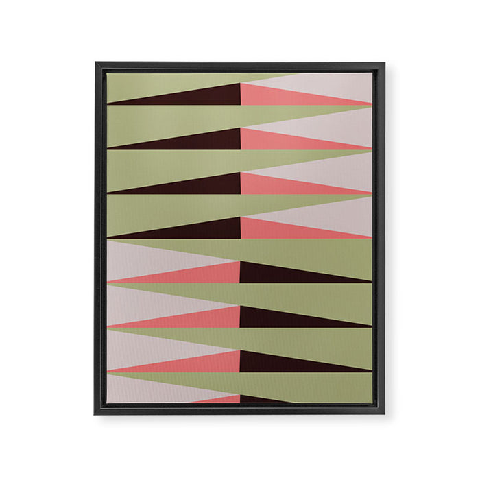 Geometric pattern rose and light green Framed Canvas Print Gallery Image 1