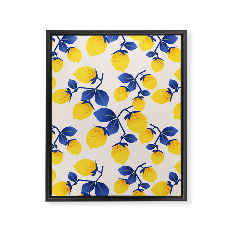 Lemons Blue Framed Canvas Print Gallery Image 3