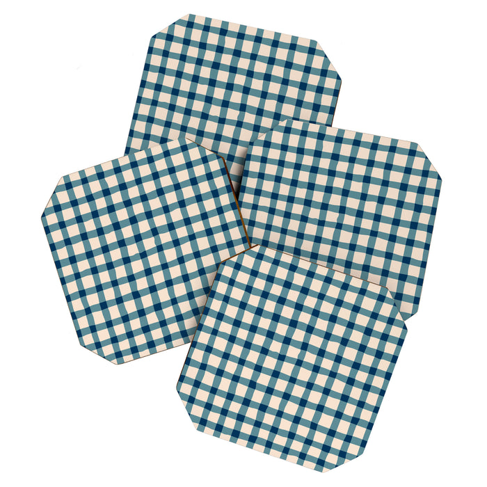 Organic Gingham Blue Coaster Gallery Image 1