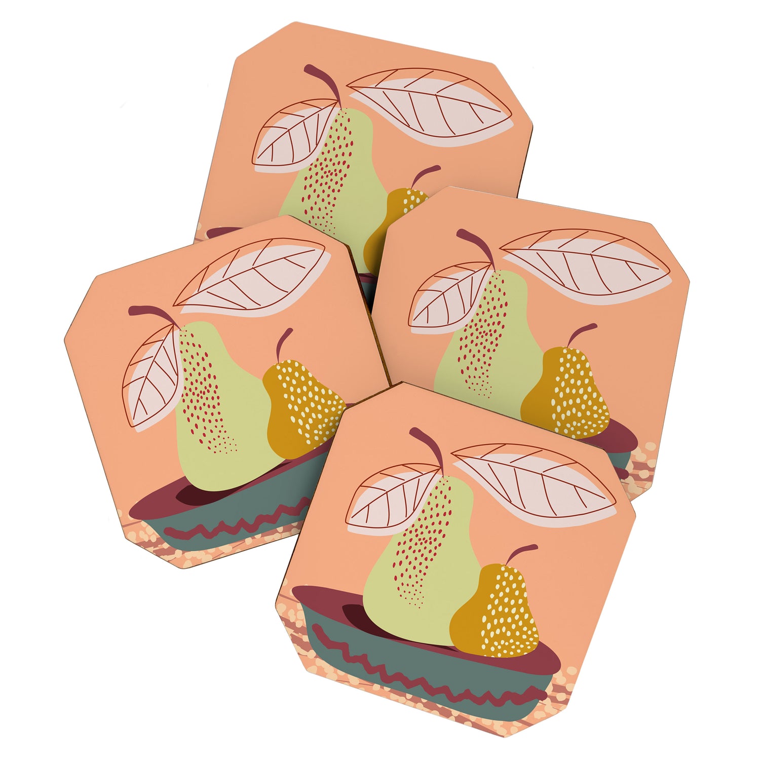Pears abstract still life Coaster Gallery Image 1
