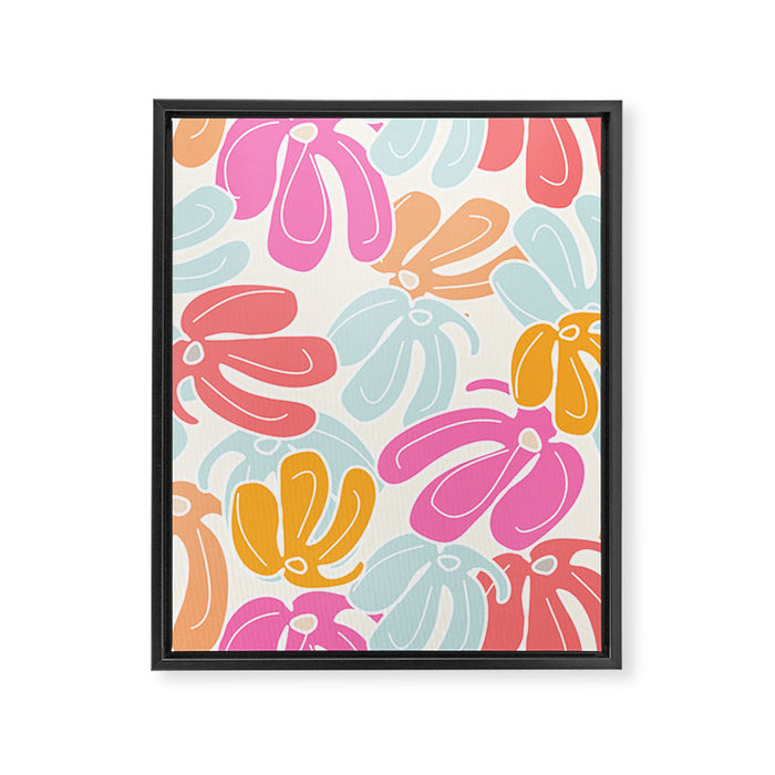 Retro Floral Spring Framed Canvas Print Gallery Image 1