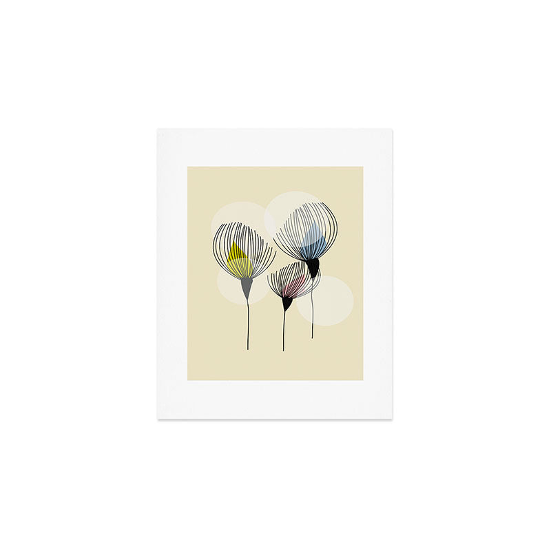 Retro Minimal Flowers Art Print Gallery Image 1