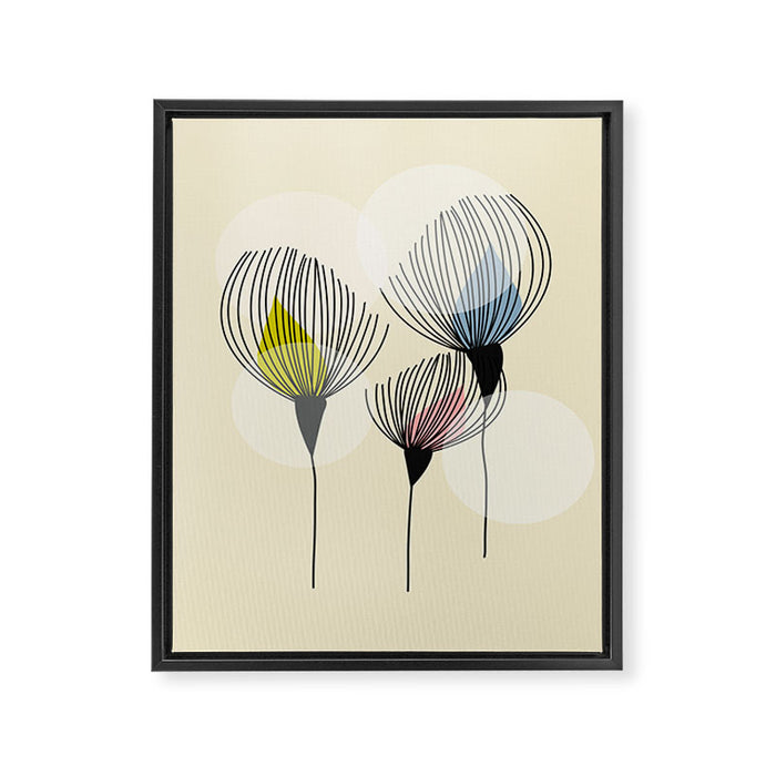 Retro Minimal Flowers Framed Canvas Print Gallery Image 1