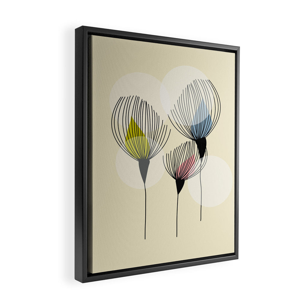 Retro Minimal Flowers Framed Canvas Print Gallery Image 2
