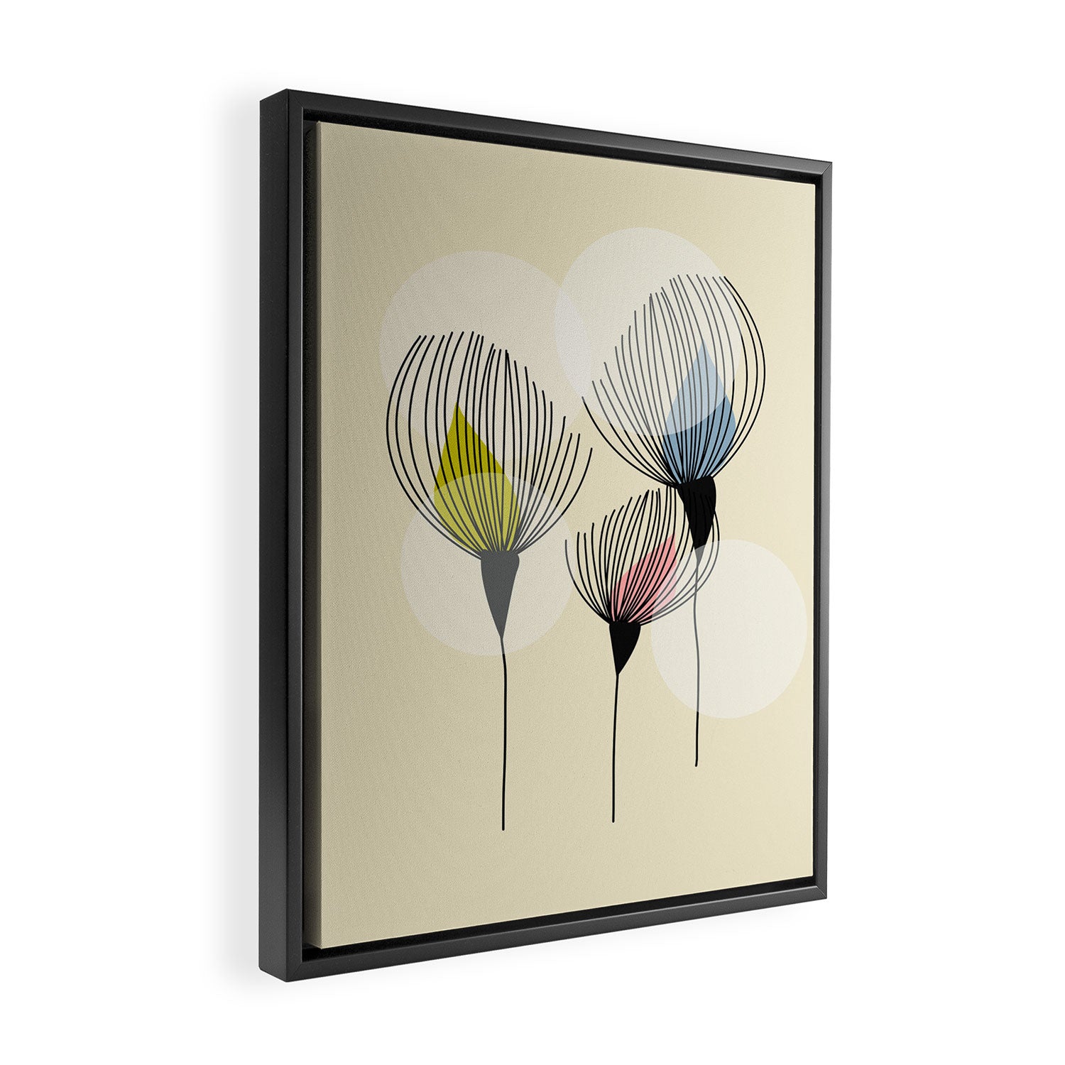 Retro Minimal Flowers Framed Canvas Print Gallery Image 2