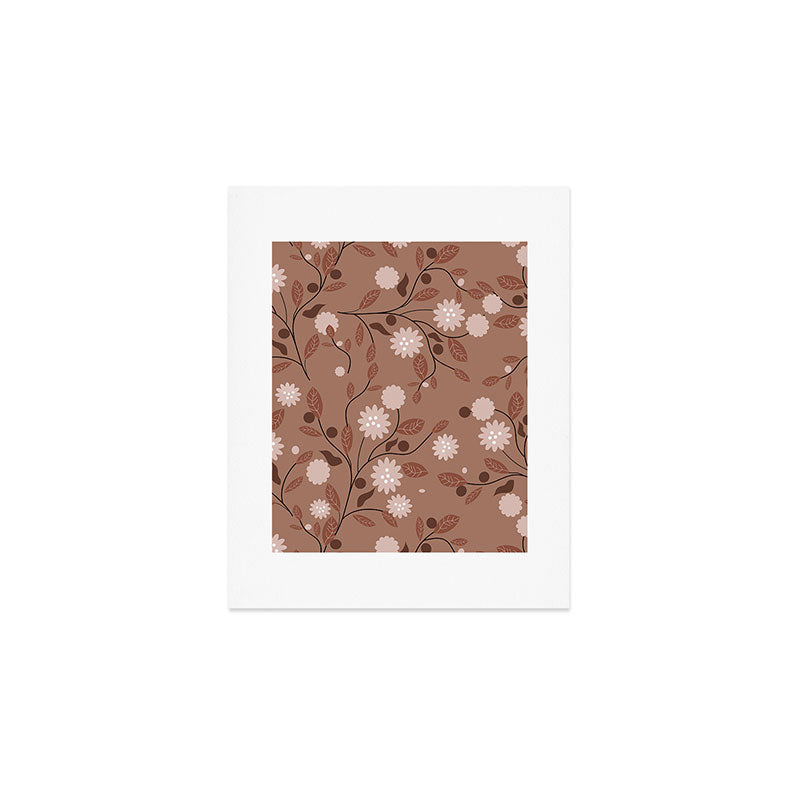 Romanic Floral in Mocha Mousse Art Print Gallery Image 1