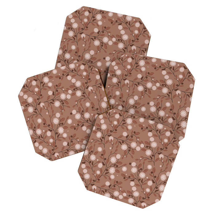 Romanic Floral in Mocha Mousse Coaster Gallery Image 1